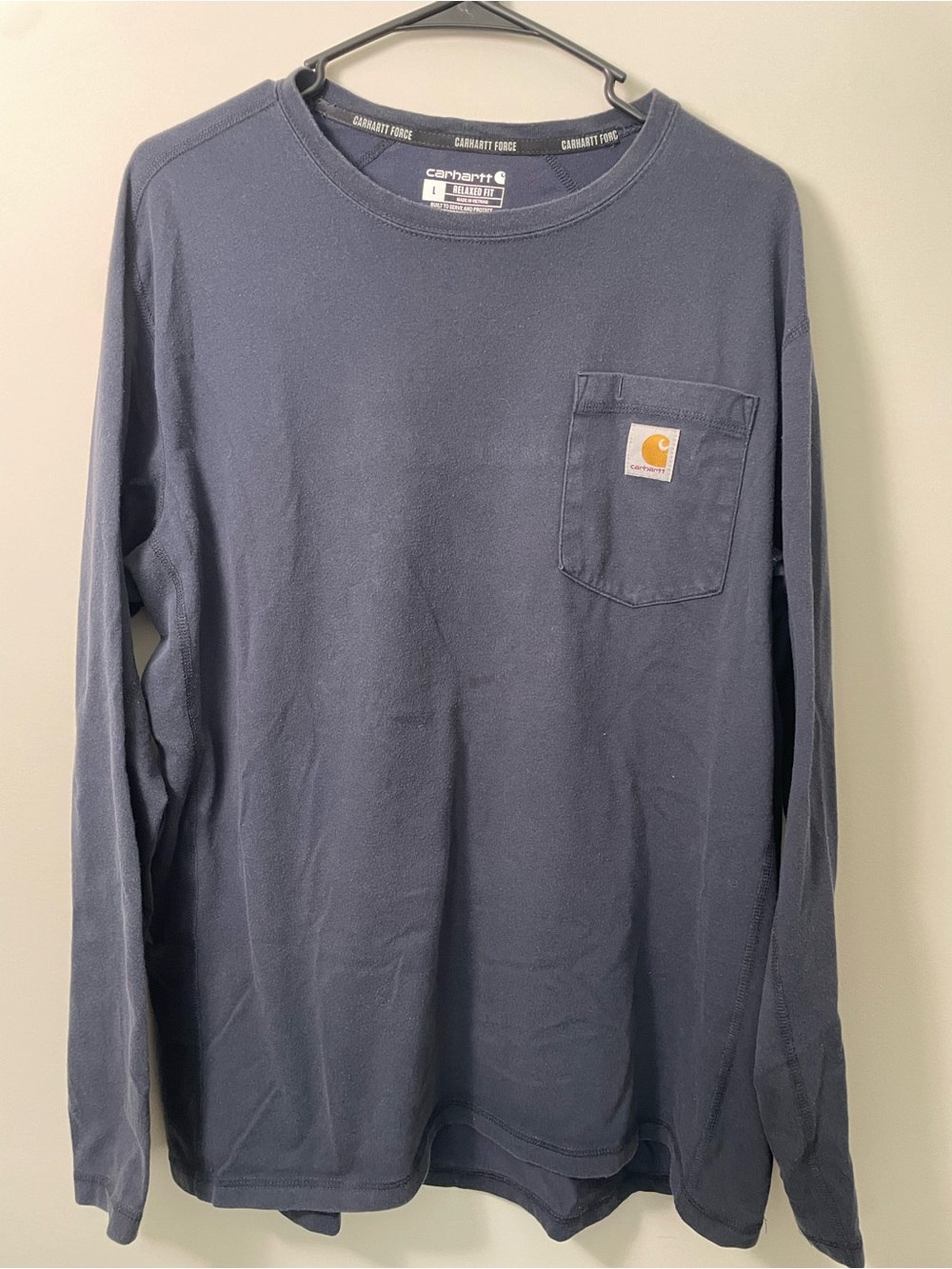 Carhartt Men’s L Navy Long-Sleeve Pocket T-Shirt